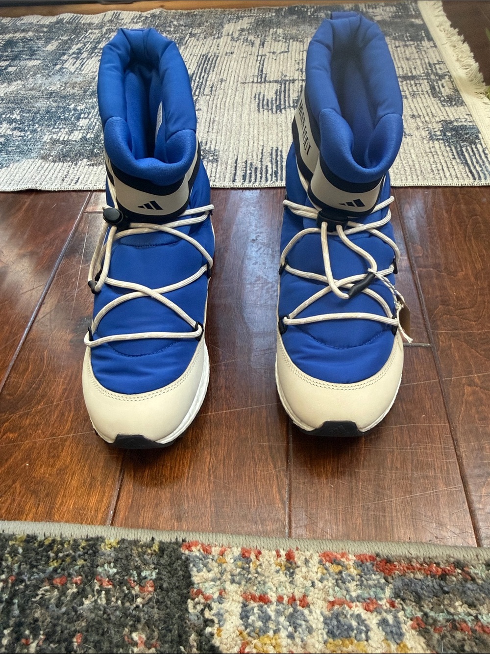 adidas Royal Blue and Cream moon boot